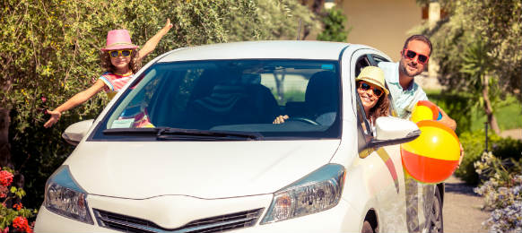 family going on summer vacation car travel concept