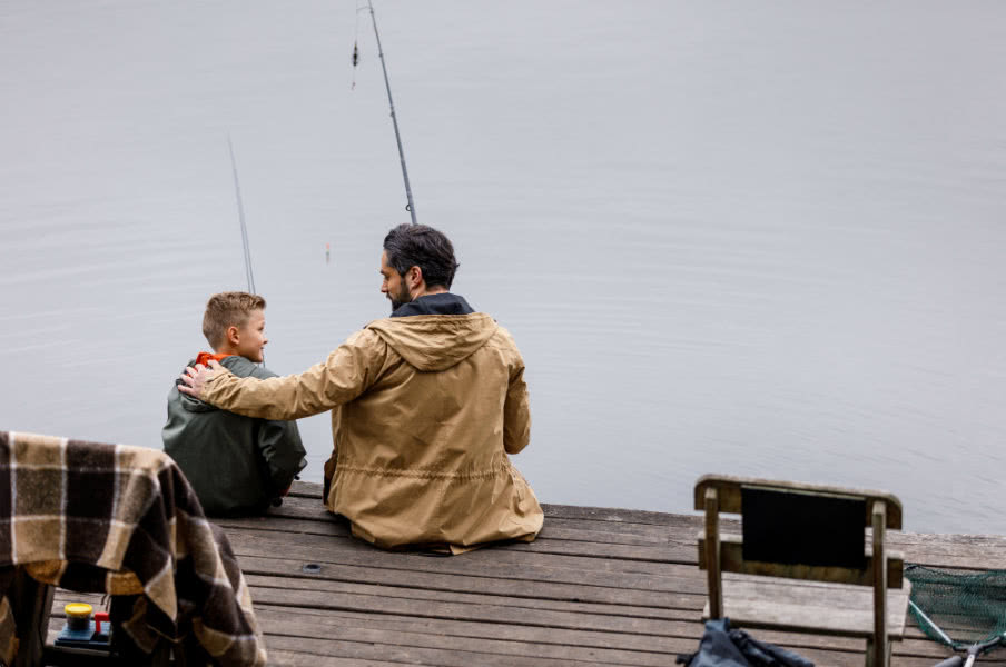 father and son fishing together in saint donat