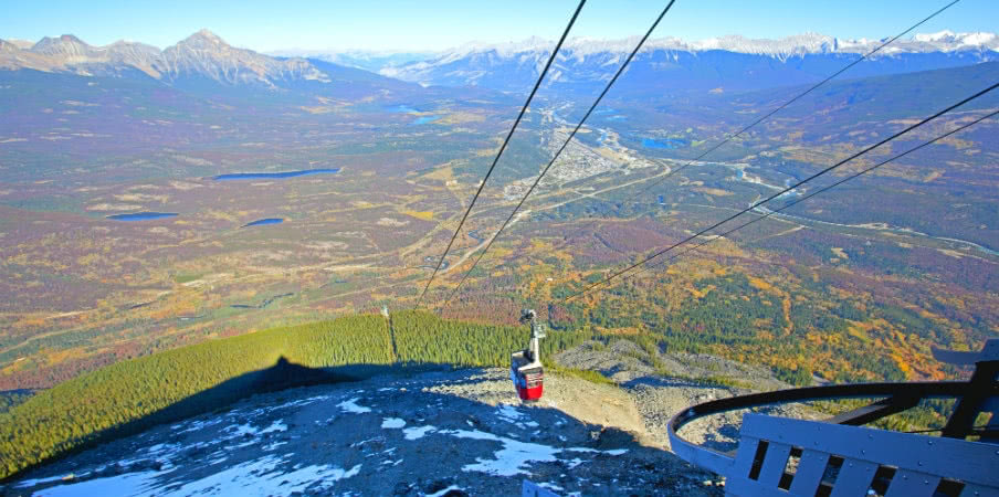 view of mountains in red skytram view of mountains in red skytram